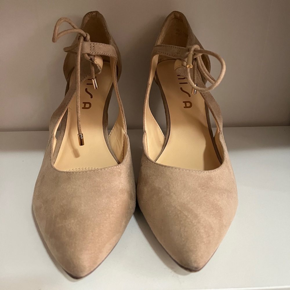 Tan/Nude Suede D’orsay Pumps
